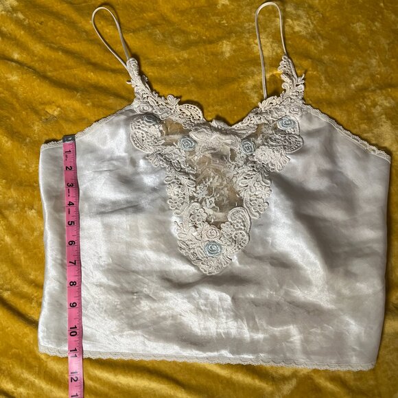 Vintage Victoria’s Secret 90s White Lace Chiffon Lingerie Cami Top Large - Picture 6 of 11